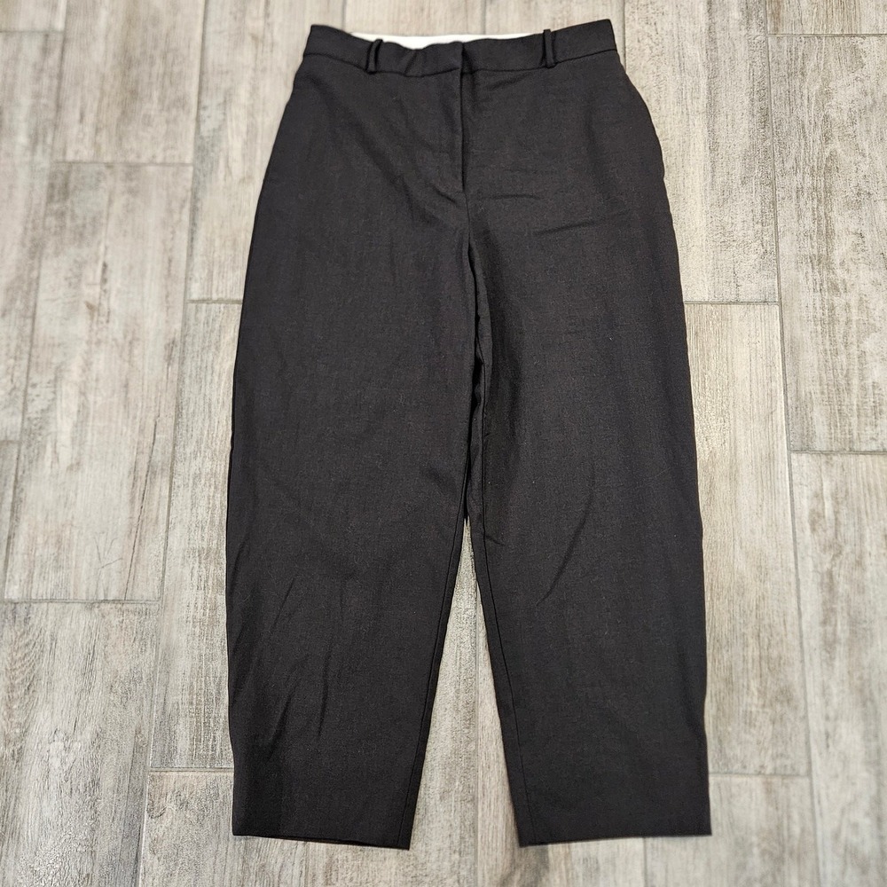 MM.LaFleur Barrel Leg Pants Womens 10 Dark Grey Wool Blend Executive Tailored